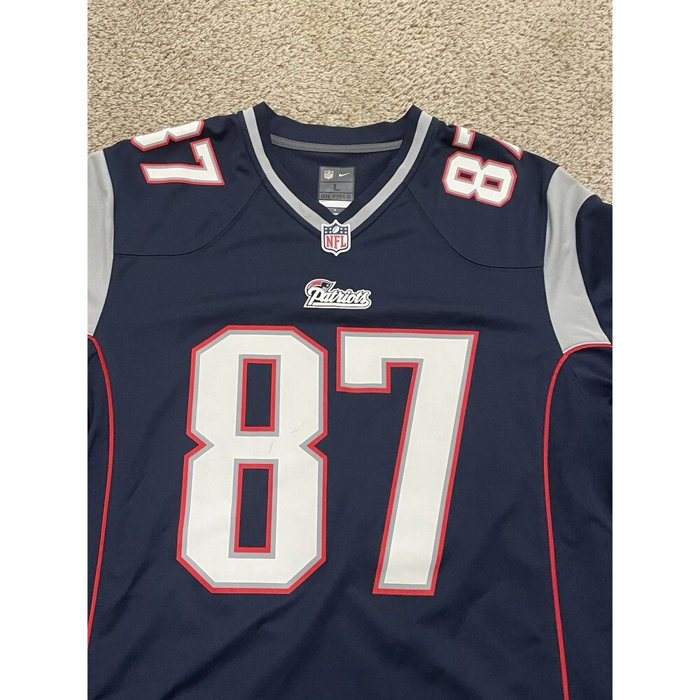 NIKE ON FIELD NFL PATRIOTS FOOTBALL JERSEY #87 GRONKOWSKI MENS L - Picture 4 of 6